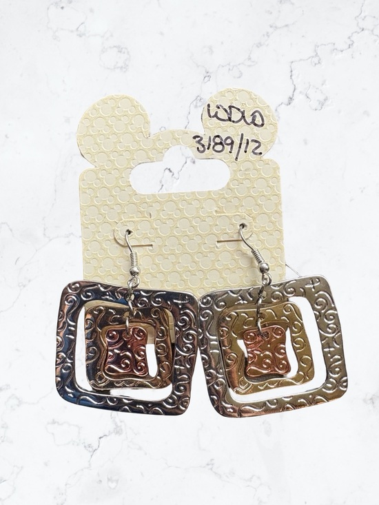 Disney Jewelry - Disney Multi-Tone Square Dangle Earrings - Silver & Rose Gold
